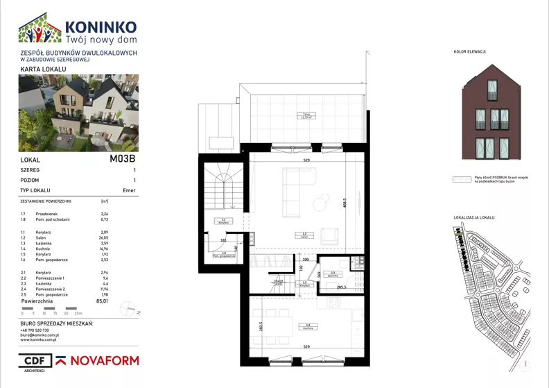 4 pokoje, mieszkanie 85,01 m², piętro 1, oferta nr 3B, Koninko, Koninko, ul. Sceniczna