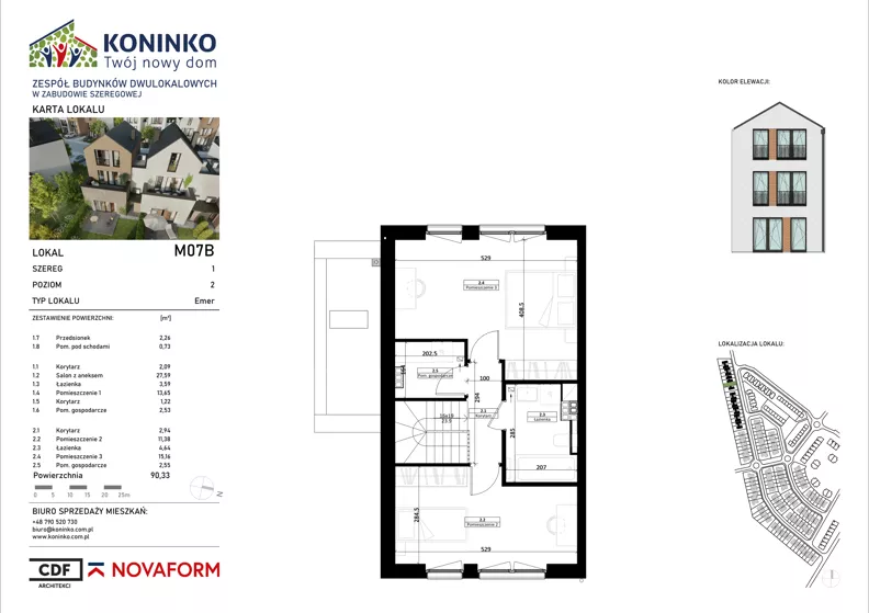 4 pokoje, mieszkanie 90,33 m², piętro 1, oferta nr 7B, Koninko, Koninko, ul. Sceniczna