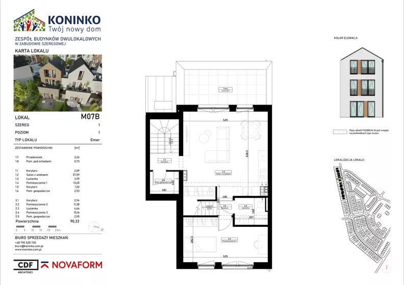 4 pokoje, mieszkanie 90,33 m², piętro 1, oferta nr 7B, Koninko, Koninko, ul. Sceniczna