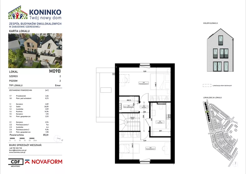 4 pokoje, mieszkanie 85,01 m², piętro 1, oferta nr 9B, Koninko, Koninko, ul. Sceniczna