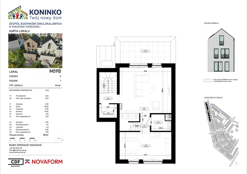 4 pokoje, mieszkanie 85,01 m², piętro 1, oferta nr 9B, Koninko, Koninko, ul. Sceniczna