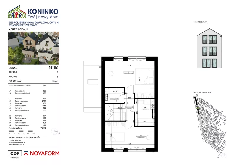 4 pokoje, mieszkanie 90,33 m², piętro 1, oferta nr 11B, Koninko, Koninko, ul. Sceniczna