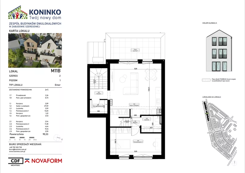 4 pokoje, mieszkanie 90,33 m², piętro 1, oferta nr 11B, Koninko, Koninko, ul. Sceniczna