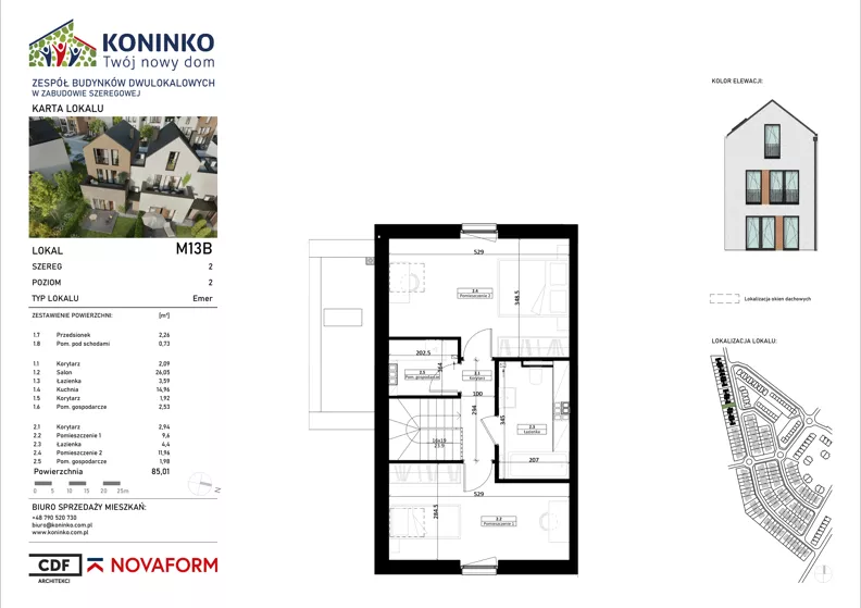 4 pokoje, mieszkanie 85,01 m², piętro 1, oferta nr 13B, Koninko, Koninko, ul. Sceniczna