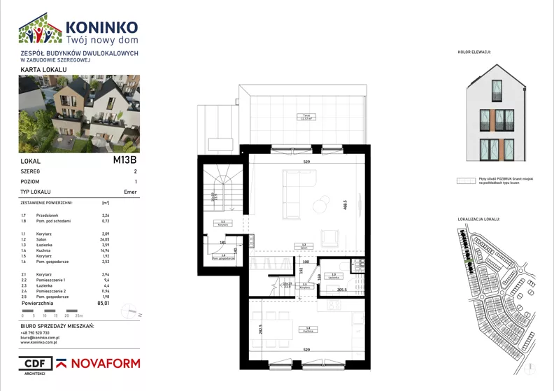 4 pokoje, mieszkanie 85,01 m², piętro 1, oferta nr 13B, Koninko, Koninko, ul. Sceniczna