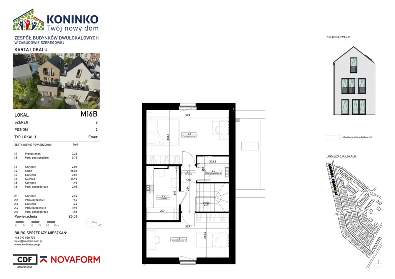 4 pokoje, mieszkanie 85,01 m², piętro 1, oferta nr 16B, Koninko, Koninko, ul. Sceniczna
