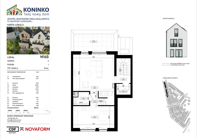 4 pokoje, mieszkanie 85,01 m², piętro 1, oferta nr 16B, Koninko, Koninko, ul. Sceniczna