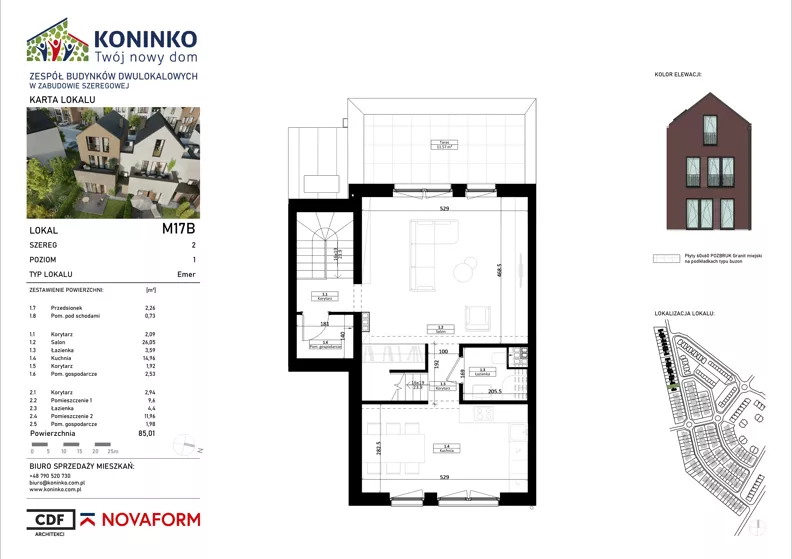 4 pokoje, mieszkanie 85,01 m², piętro 1, oferta nr 17B, Koninko, Koninko, ul. Sceniczna