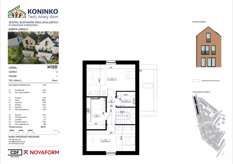 4 pokoje, mieszkanie 85,01 m², piętro 1, oferta nr 18B, Koninko, Koninko, ul. Sceniczna