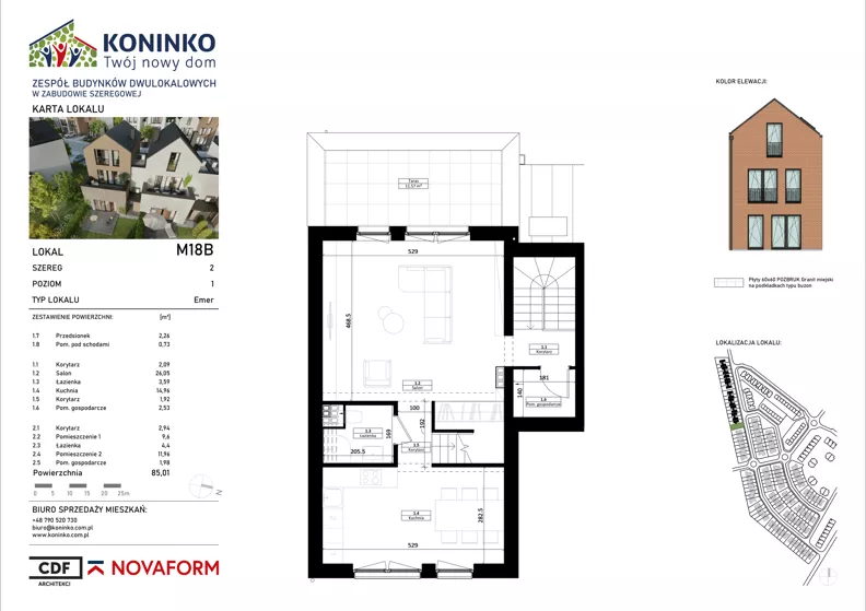 4 pokoje, mieszkanie 85,01 m², piętro 1, oferta nr 18B, Koninko, Koninko, ul. Sceniczna