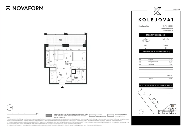 1 pokój, apartament 33,20 m², piętro 2, oferta nr D_02_13B, Kolejova 1, Poznań, Grunwald, Łazarz, ul. Kolejowa 1a-d
