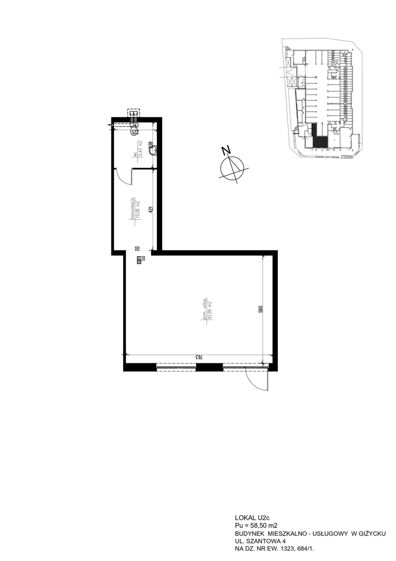 Lokal użytkowy 58,50 m², oferta nr Uc2, Marina House - lokale usługowe, Giżycko, ul. Szantowa 4