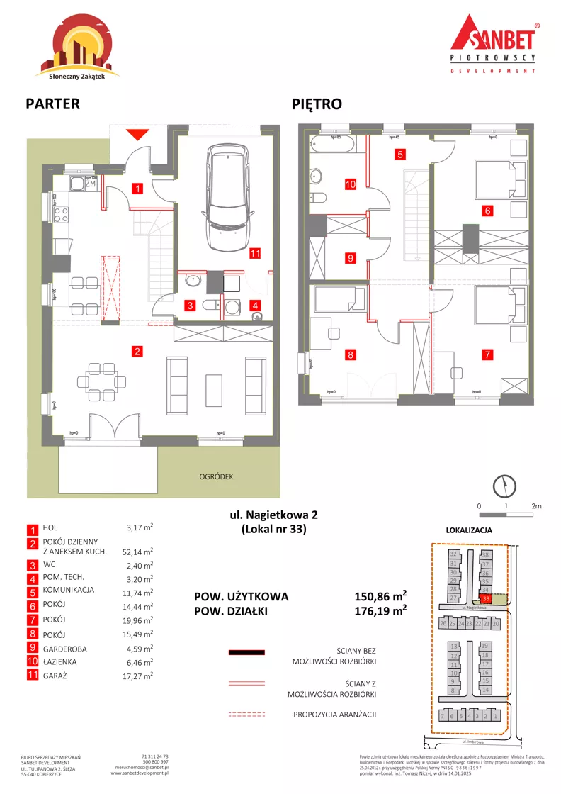 Dom 150,86 m², oferta nr 33, Słoneczny Zakątek – Szeregi, Kąty Wrocławskie, ul. Anyżowa, Nagietkowa