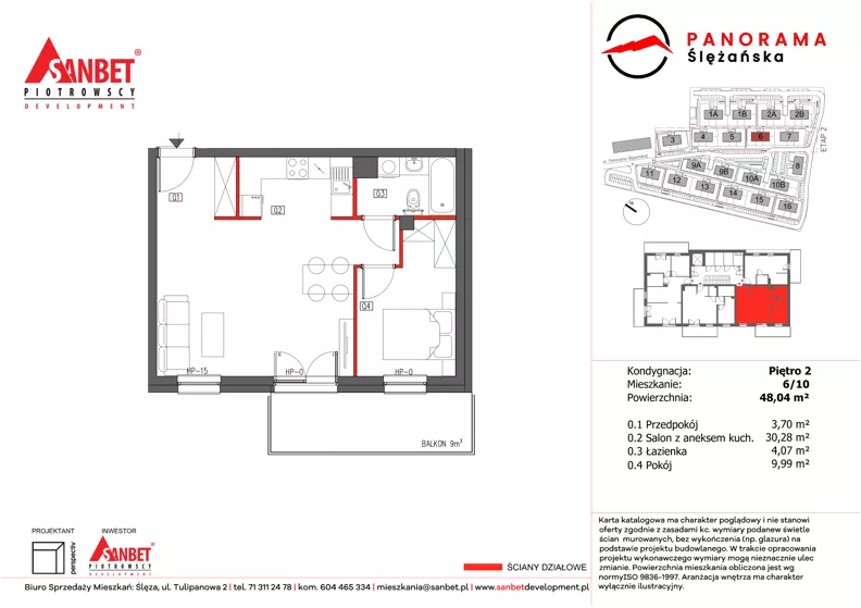 2 pokoje, mieszkanie 48,04 m², piętro 2, oferta nr PS_6/10, Panorama Ślężańska, Sobótka, ul. Panoramy Ślężańskiej