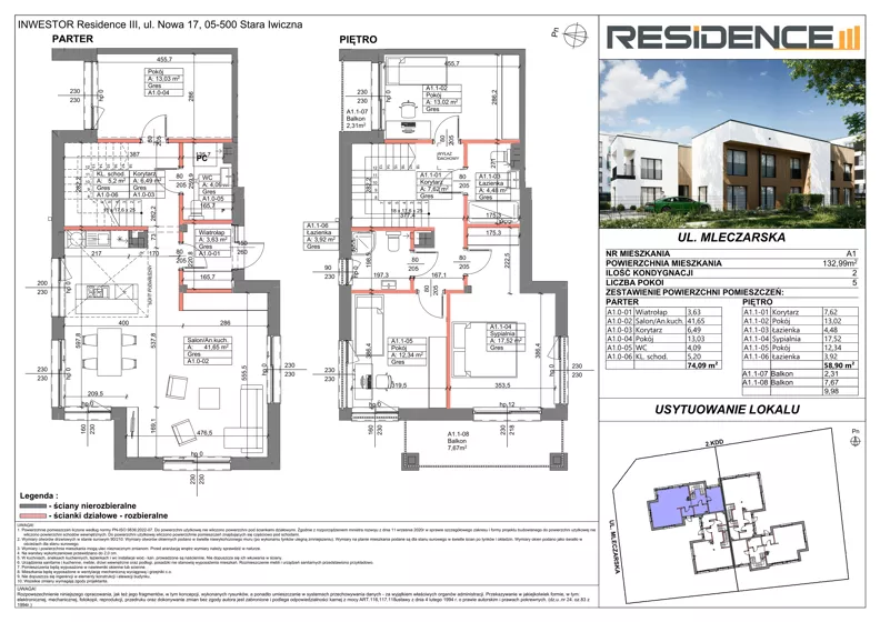 Dom 132,99 m², oferta nr A.1, Domy przy Mleczarskiej - II etap, Piaseczno, ul. Mleczarska 68B, E