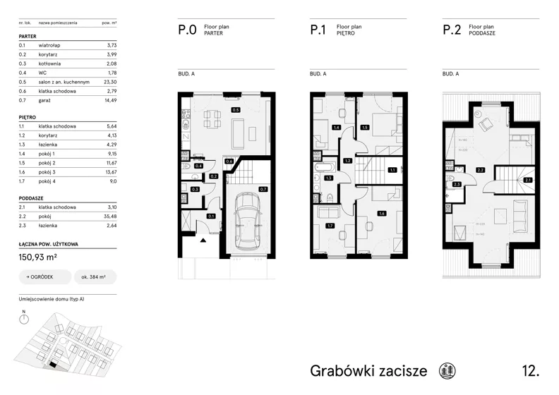 Dom 150,93 m², oferta nr 12, Grabówki Zacisze Etap II, Grabówki, Grabówki 34A