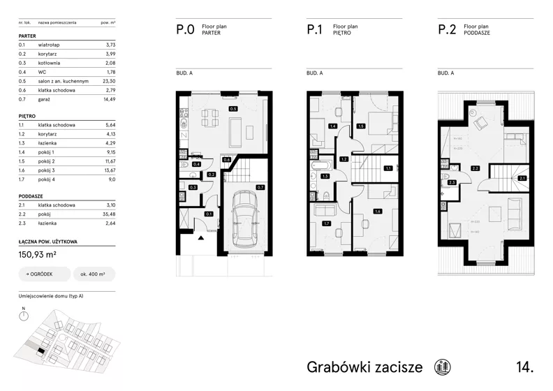 Dom 150,93 m², oferta nr 14, Grabówki Zacisze Etap II, Grabówki, Grabówki 34A
