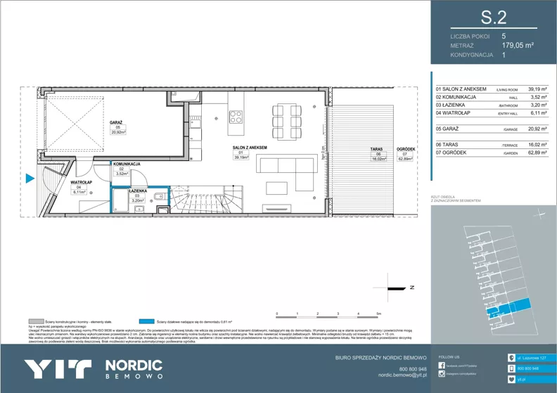 Dom 179,05 m², oferta nr S.2, Nordic Bemowo Domy, Warszawa, Bemowo, Chrzanów, ul. Lazurowa