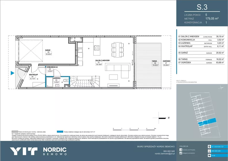 Dom 179,05 m², oferta nr S.3, Nordic Bemowo Domy, Warszawa, Bemowo, Chrzanów, ul. Lazurowa