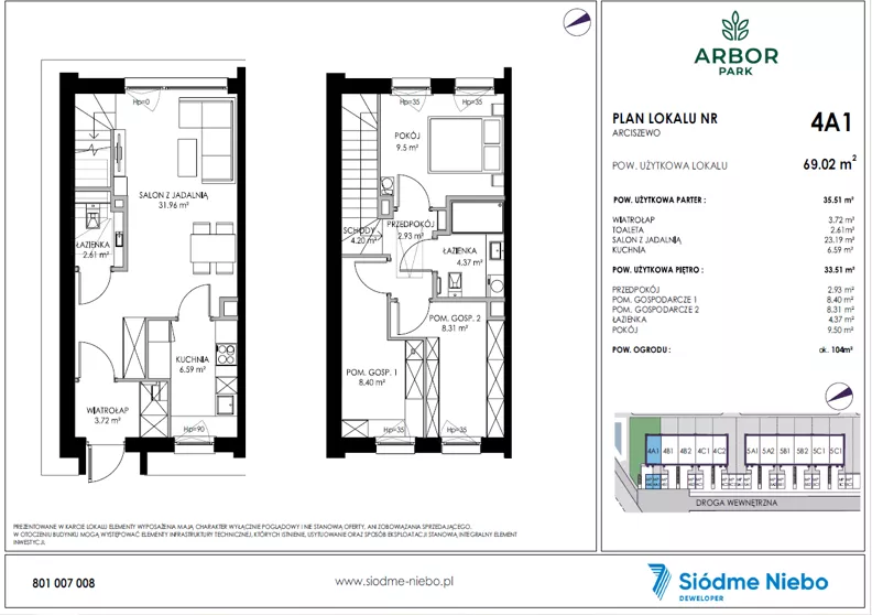 Dom 69,02 m², oferta nr 4A1, Arbor Park, Arciszewo, ul. Starogardzka