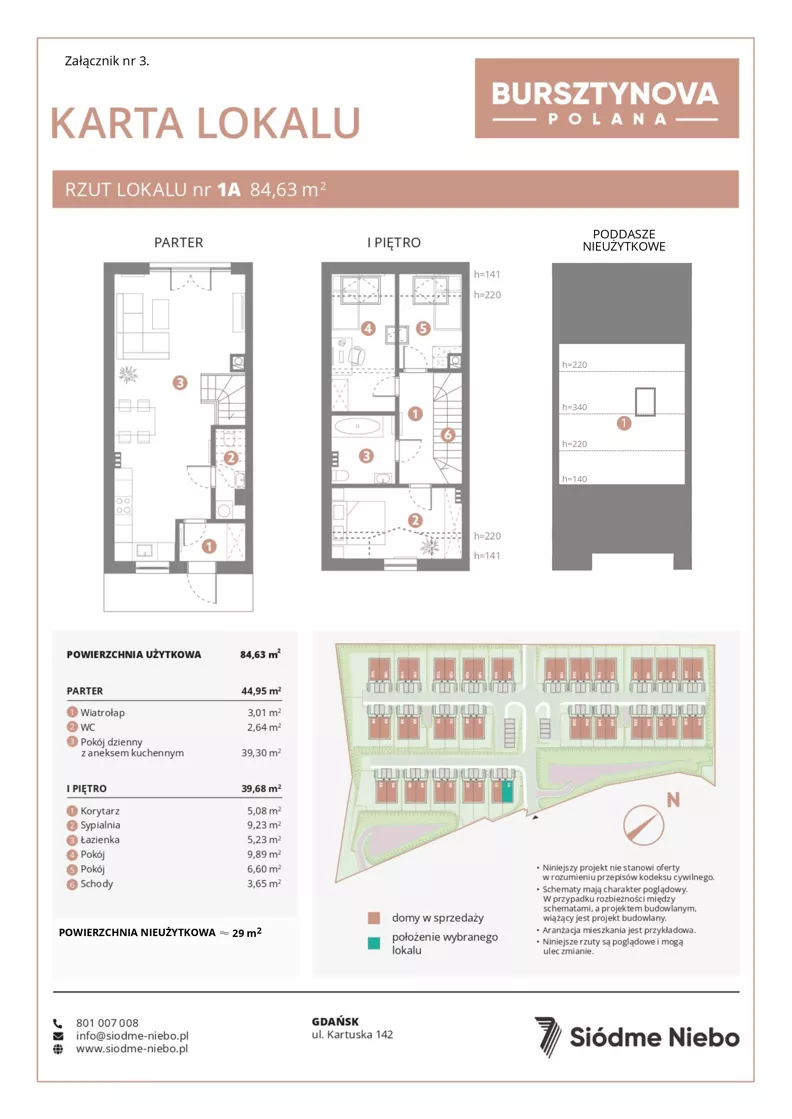 Dom 84,63 m², oferta nr 1A, Bursztynova Polana, Bąkowo, ul. Wieczornych Mgieł