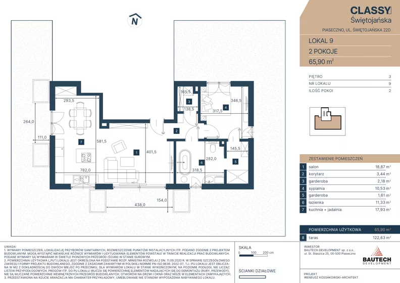 2 pokoje, apartament 65,90 m², piętro 3, oferta nr 9, CLASSY Świętojańska, Piaseczno, ul. Świętojańska 22D