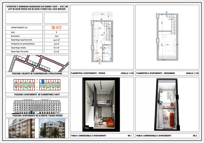 2 pokoje, mieszkanie 51,10 m², parter, oferta nr 2B_012, Adria Residence, Golem, Qerret, Albania