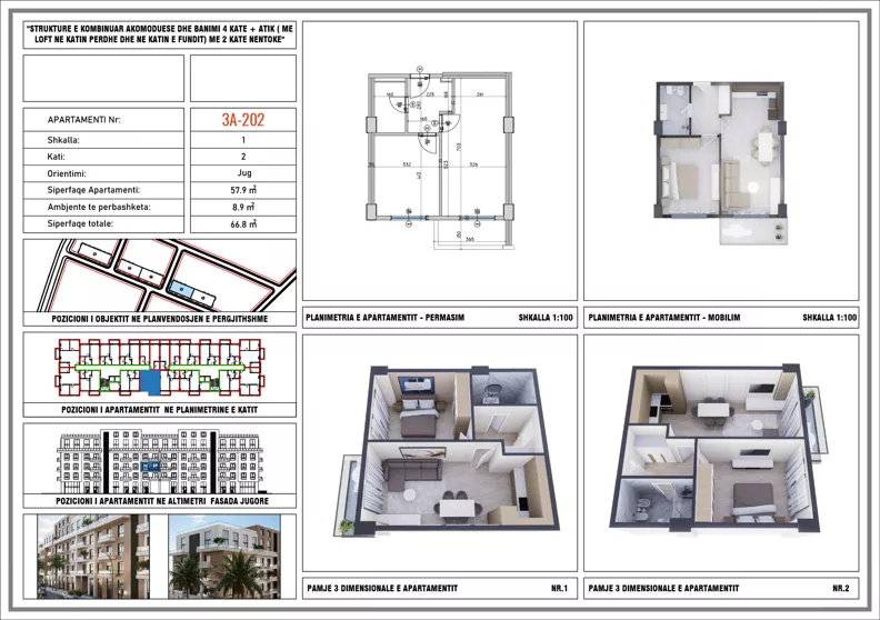 2 pokoje, mieszkanie 66,80 m², piętro 2, oferta nr 3A_202, Adria Residence, Golem, Qerret, Albania
