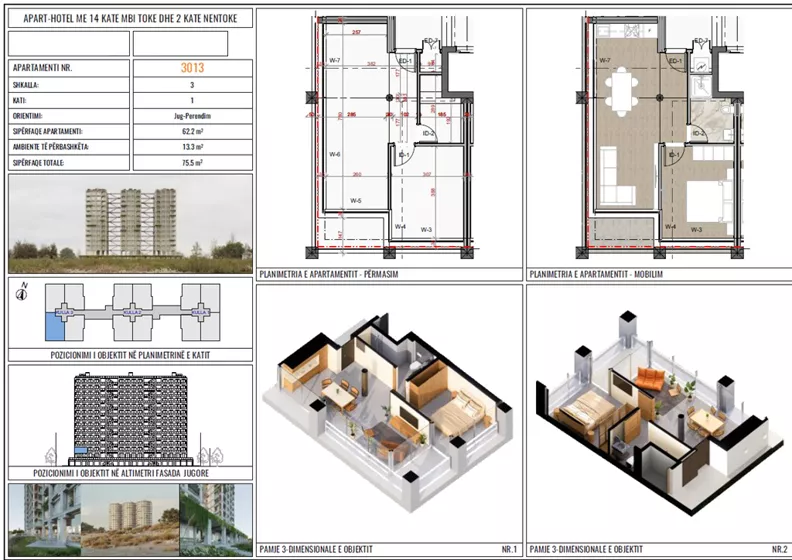 2 pokoje, apartament 62,20 m², piętro 1, oferta nr 3013, Three Gardens, Kavaje
