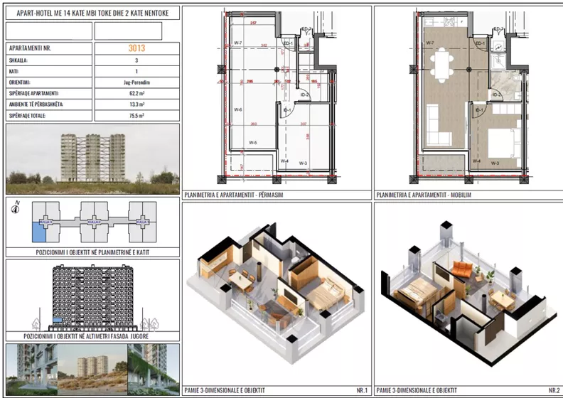 2 pokoje, apartament 59,40 m², piętro 1, oferta nr 3012, Three Gardens, Kavaje