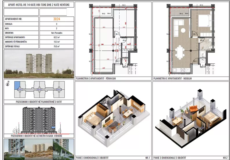 2 pokoje, apartament 62,20 m², piętro 2, oferta nr 3024, Three Gardens, Kavaje