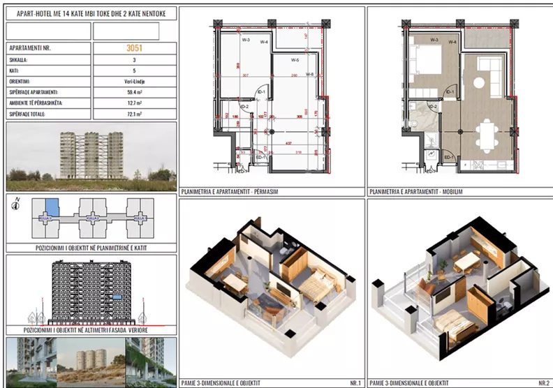 2 pokoje, apartament 59,40 m², piętro 5, oferta nr 3051, Three Gardens, Kavaje