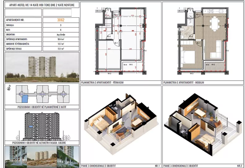 2 pokoje, apartament 59,40 m², piętro 6, oferta nr 3062, Three Gardens, Kavaje