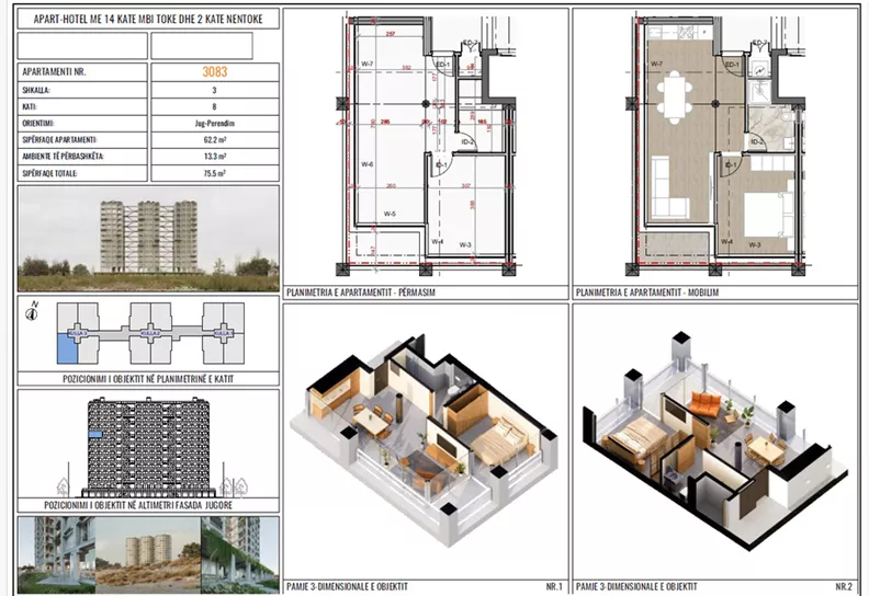 2 pokoje, apartament 62,20 m², piętro 8, oferta nr 3083, Three Gardens, Kavaje