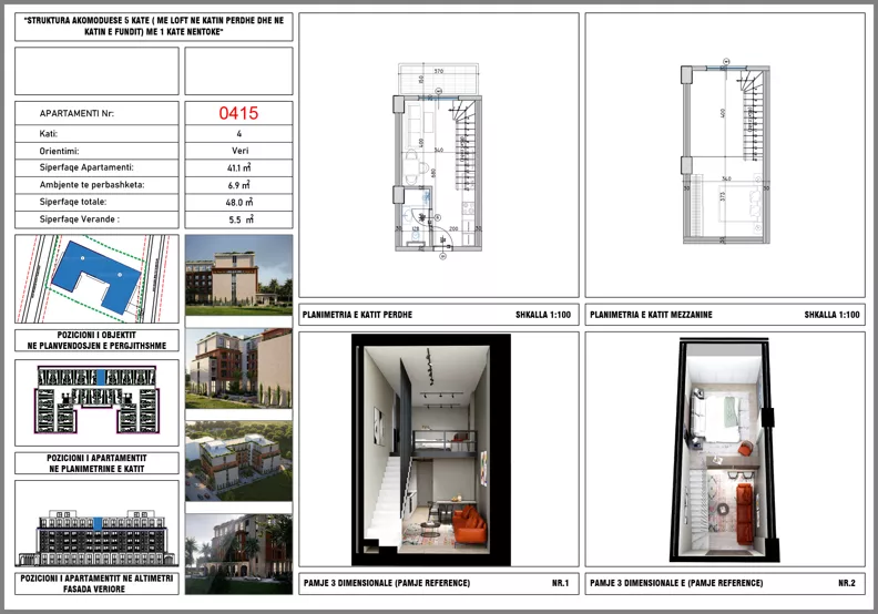 1 pokój, mieszkanie 41,10 m², piętro 4, oferta nr 415, Hestia Residence, Mali i Robit, Rruga Skënderbeu