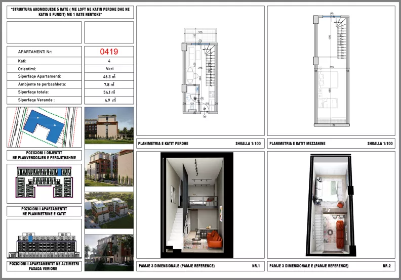 1 pokój, mieszkanie 46,30 m², piętro 4, oferta nr 419, Hestia Residence, Mali i Robit, Rruga Skënderbeu