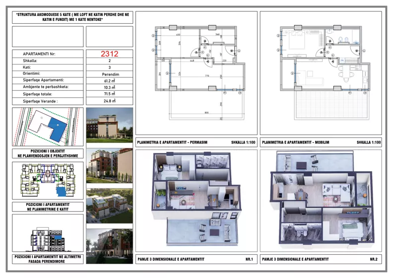 2 pokoje, mieszkanie 61,20 m², piętro 3, oferta nr 2312, Hestia Residence, Mali i Robit, Rruga Skënderbeu