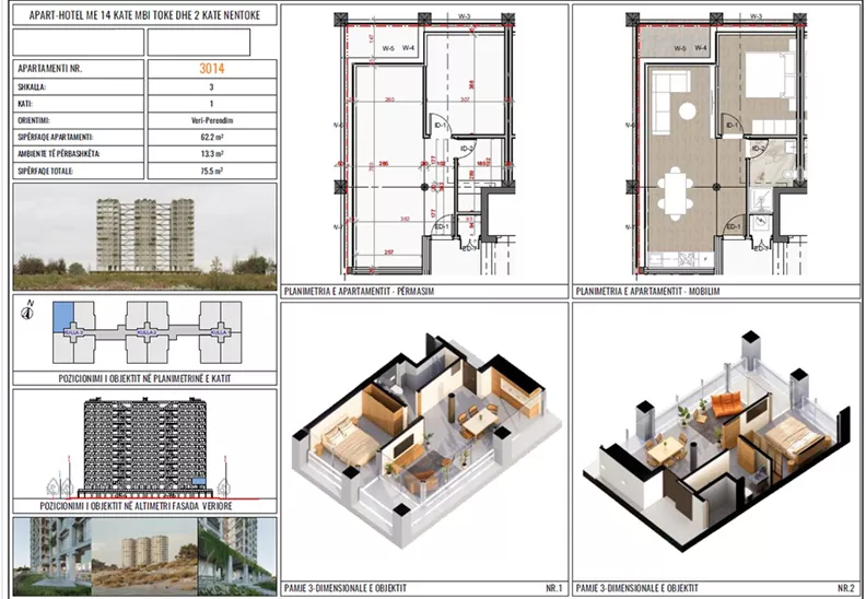 2 pokoje, apartament 62,20 m², piętro 1, oferta nr 3014, Three Gardens, Kavaje