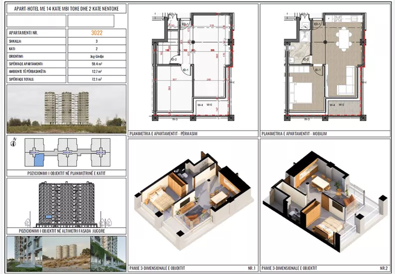 2 pokoje, apartament 59,40 m², piętro 2, oferta nr 3022, Three Gardens, Kavaje