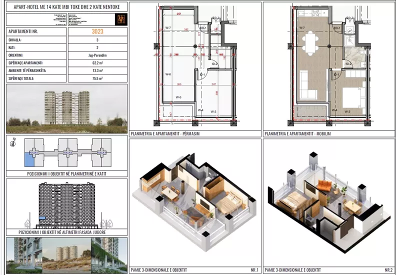 2 pokoje, apartament 62,20 m², piętro 2, oferta nr 3023, Three Gardens, Kavaje