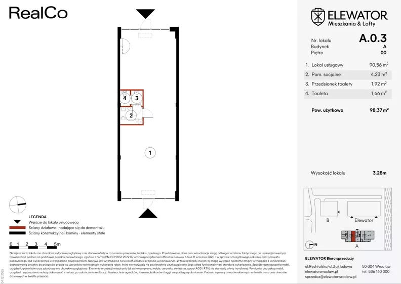 Lokal użytkowy 98,37 m², oferta nr A.0.3, ELEWATOR. Mieszkania&Lofty - lokale usługowe, Wrocław, Kleczków, Psie Pole, Rychtalska