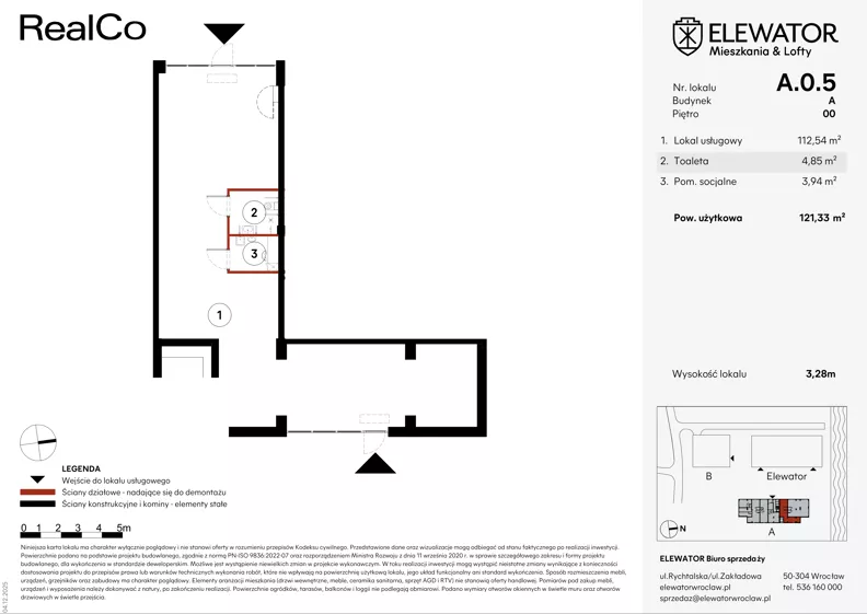 Lokal użytkowy 121,33 m², oferta nr A.0.5, ELEWATOR. Mieszkania&Lofty - lokale usługowe, Wrocław, Kleczków, Psie Pole, Rychtalska