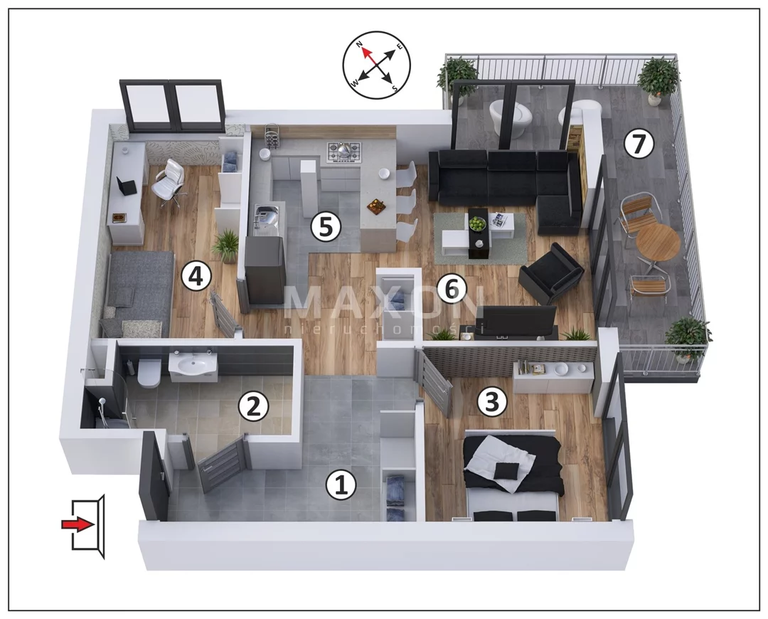 Apartament na sprzedaż, 61,00 m², 3 pokoje, piętro 3, oferta nr 52370/MS/MAX