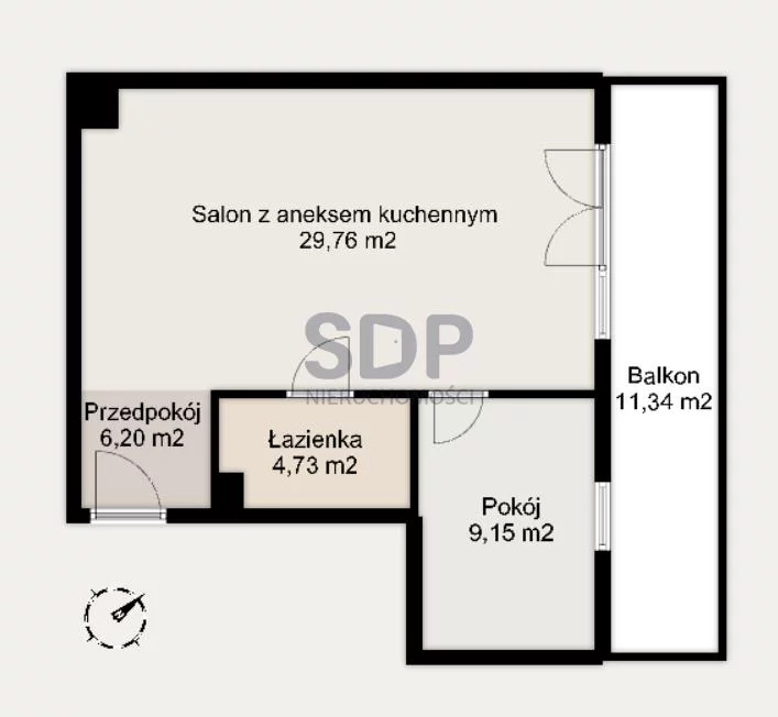 Apartament na sprzedaż, 49,84 m², 2 pokoje, piętro 1, oferta nr 33197