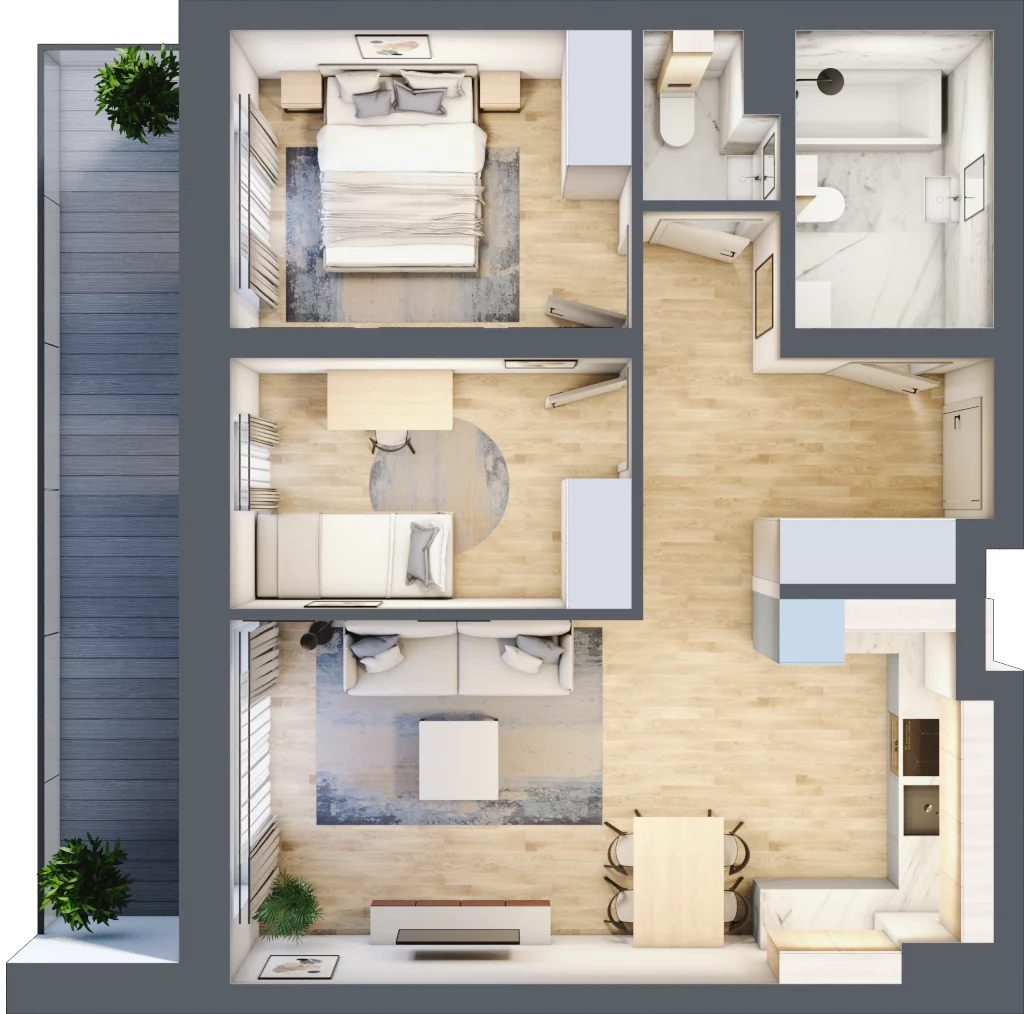 3 pokoje, mieszkanie 57,62 m², piętro 1, oferta nr M15, Srebrzyńska Park IV, Łódź, Polesie, ul. Srebrzyńska 107