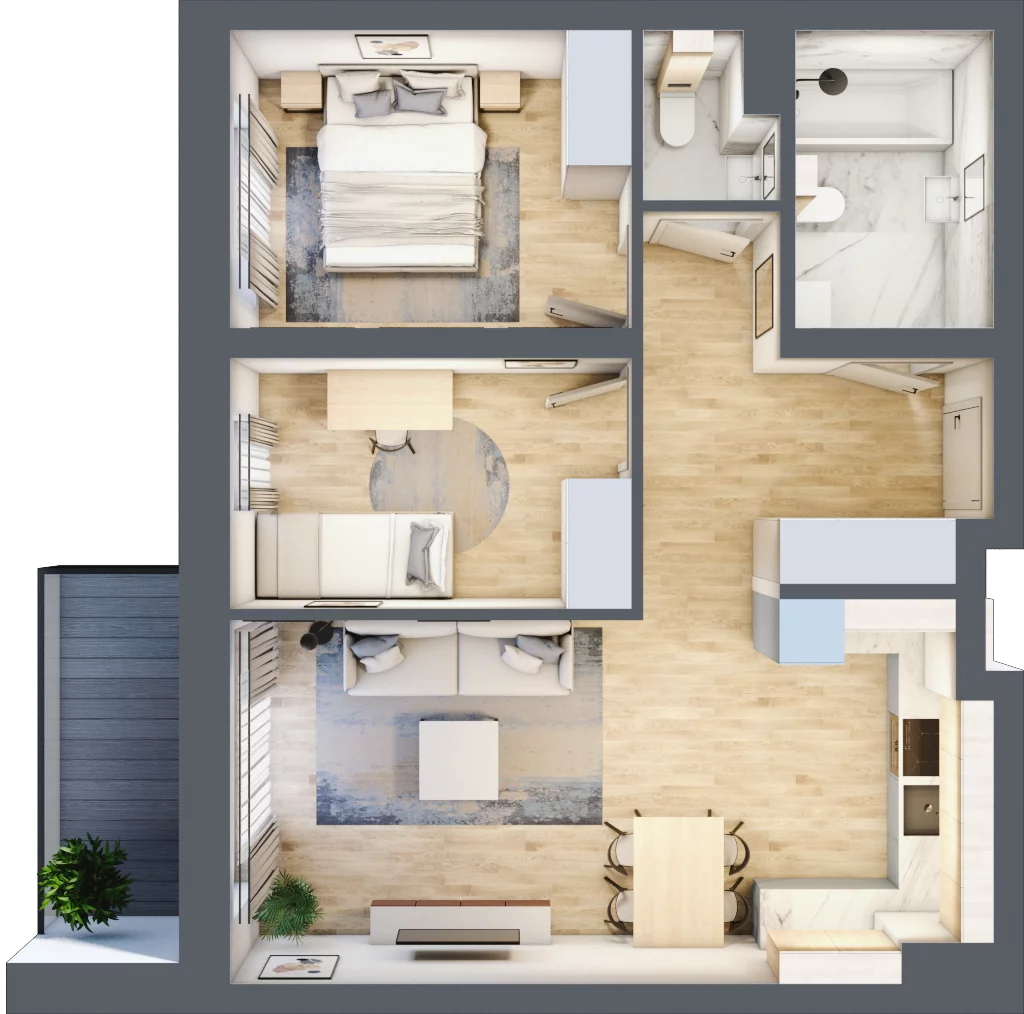 3 pokoje, mieszkanie 57,62 m², piętro 2, oferta nr M34, Srebrzyńska Park IV, Łódź, Polesie, ul. Srebrzyńska 107