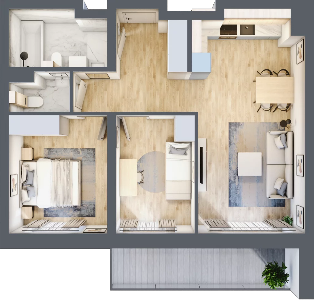 3 pokoje, mieszkanie 60,43 m², piętro 2, oferta nr M37, Srebrzyńska Park IV, Łódź, Polesie, ul. Srebrzyńska 107