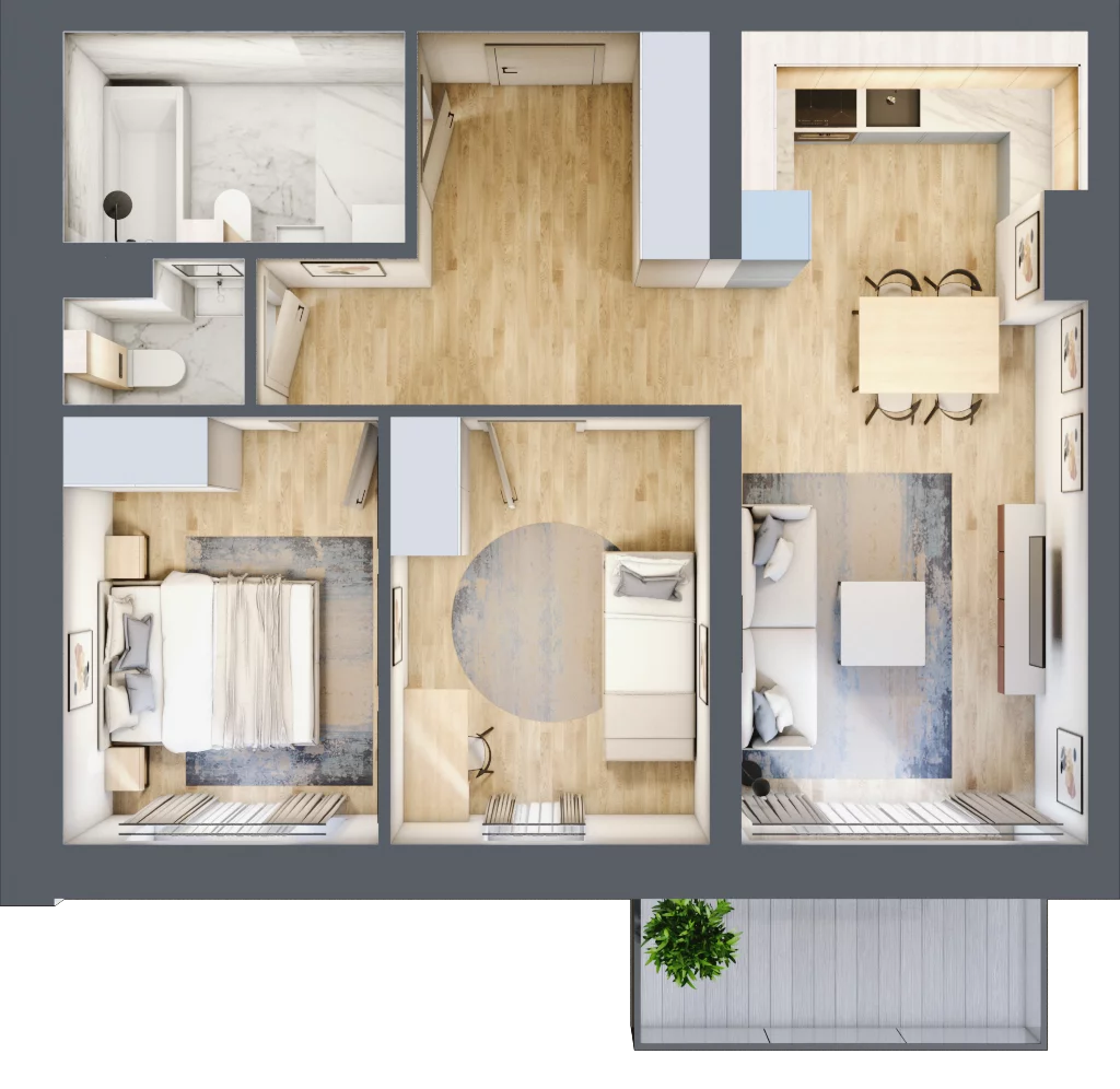 3 pokoje, mieszkanie 58,70 m², piętro 3, oferta nr M54, Srebrzyńska Park IV, Łódź, Polesie, ul. Srebrzyńska 107