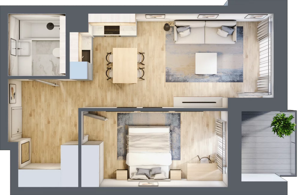 2 pokoje, mieszkanie 47,44 m², piętro 4, oferta nr M62, Srebrzyńska Park IV, Łódź, Polesie, ul. Srebrzyńska 107