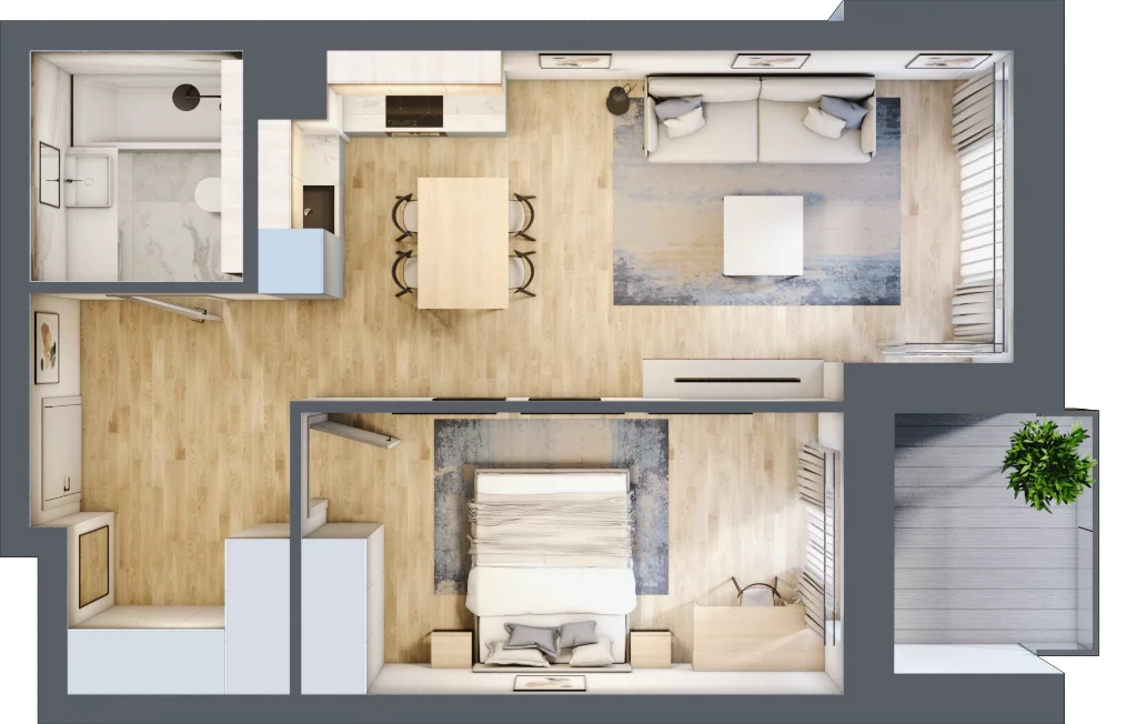 2 pokoje, mieszkanie 47,44 m², piętro 6, oferta nr M100, Srebrzyńska Park IV, Łódź, Polesie, ul. Srebrzyńska 107